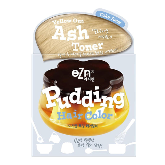 eZn Pudding Hair Dye, Ammonia-Free, Semi-Permanent DIY Korean Hair Dye Color with Keratin, Odorless Gentle for Sensitive Skin No Skin Irritation (Ash_Toner)