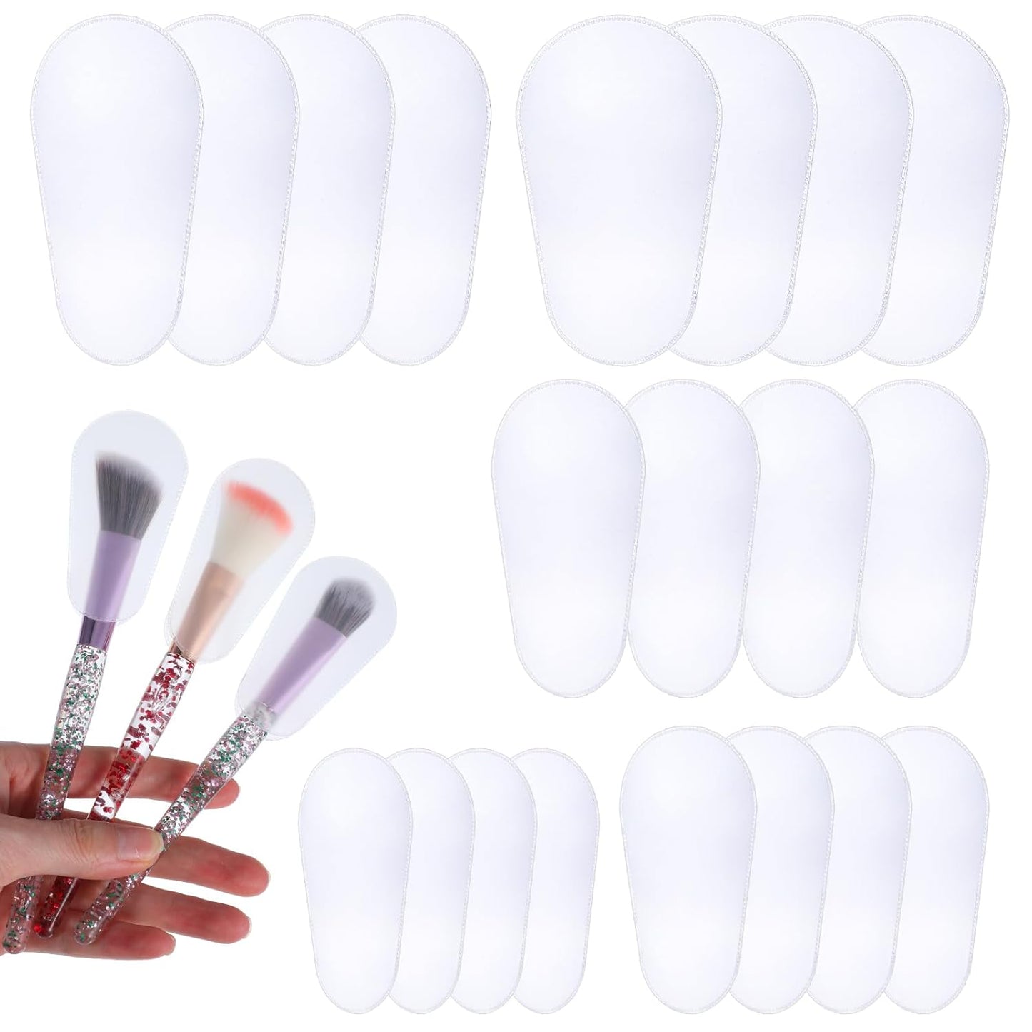 20 PCS Makeup Brush Covers, 5 Sizes Clear Plastic Protective Sleeves, Dustproof & Waterproof Cosmetic Brush Guards for Travel Storage Organizer
