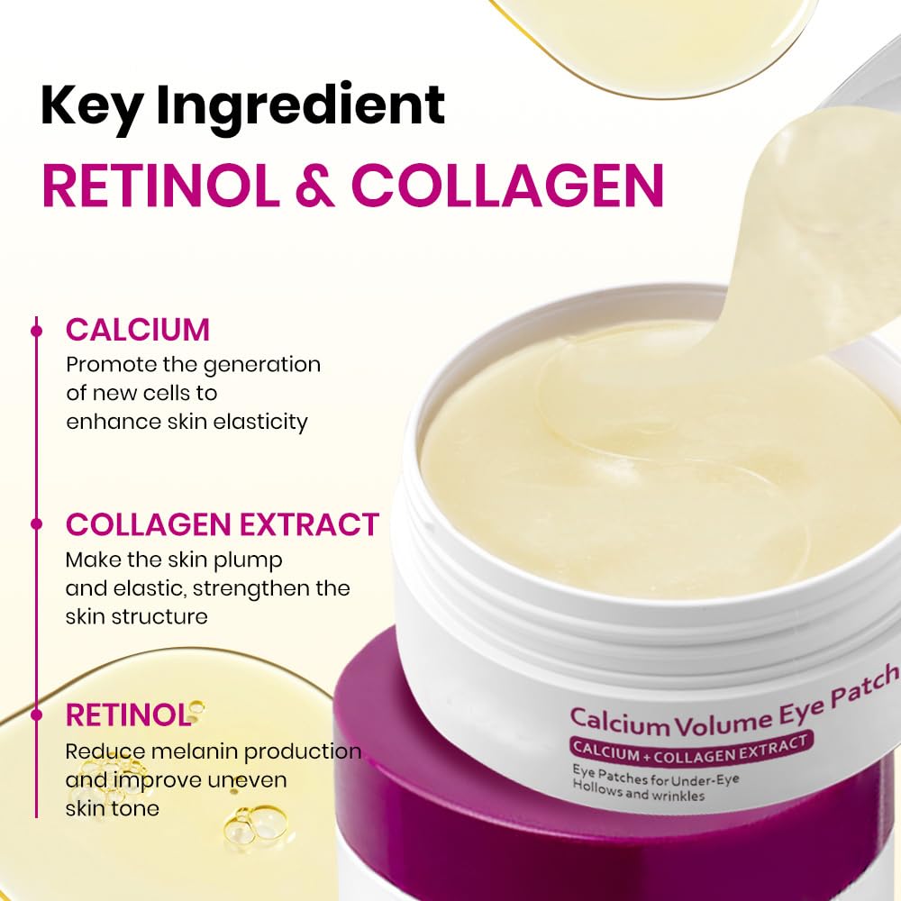 Calcium Volume Eye Patch and Multi Balm Set, 60 Pieces, Anti-Aging Firming Treatment for Eyes, Neck, Face, Hydrating Wrinkle Care