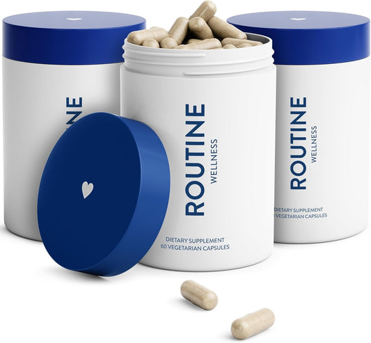 Routine Wellness Hair Growth Supplement - Clinically Tested for Thicker, Fuller Hair - Reduces Wrinkles, Fine Lines - Gluten Free, Ideal for Women & Men with Thinning Hair - 3 Bottles, 90 Day Supply