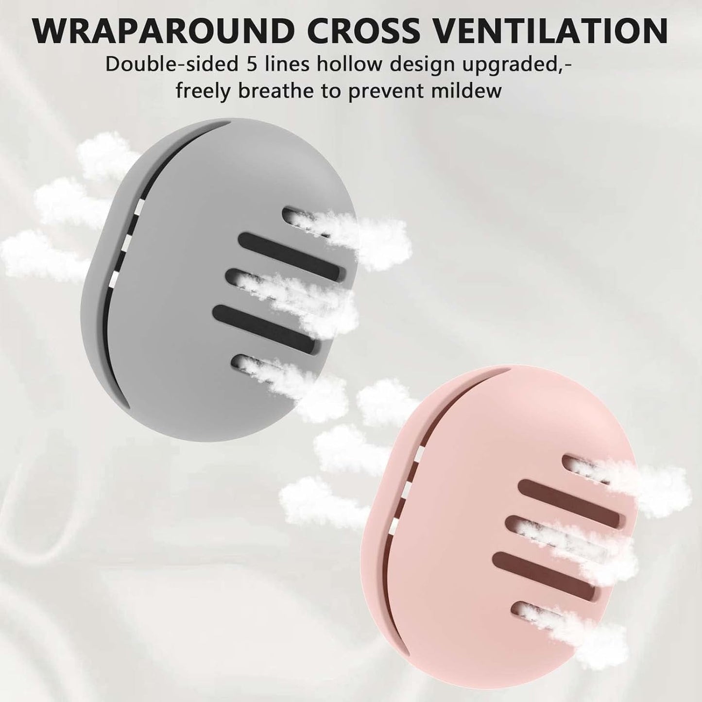 2 Pcs Makeup Sponge Holder,Double-Sided Breathable Silicone Beauty Blender Holder for Travel or Daily,Shatterproof Make-up Travel Case Quick Drying Easy to Carry,Grey+Pink