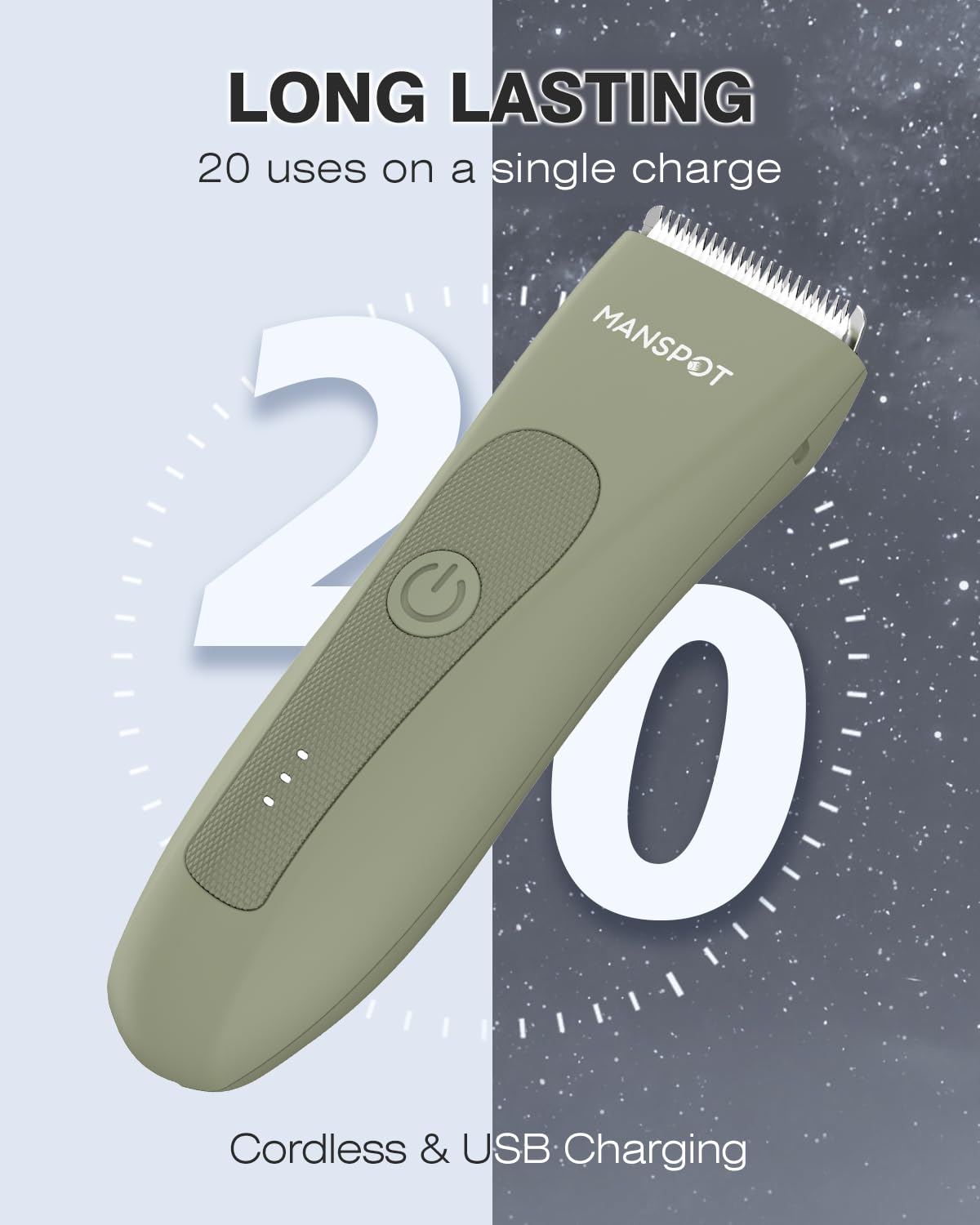 MANSPOT Manscape Hair Finishing Trimmers, Pubic Hair Trimmer for Men and Women, Electric Ball Trimmer Pubic Shaver,Hypoallergenic Ceramic Blade Heads,Waterproof Wet/Dry Groin Shaver,20 Times Usage