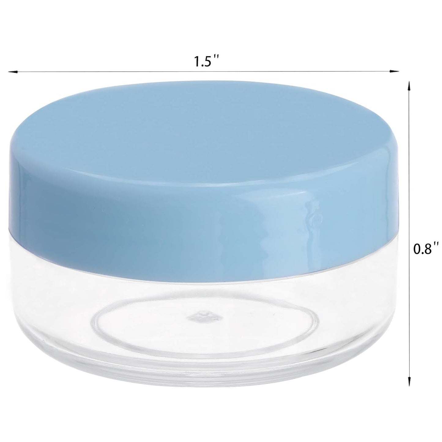 Refillable Cosmetic Sample Jars - 100 Pack 10g (0.35oz) Blue Small Travel Containers with Lids + 10 Mini Makeup Spatulas - BPA Free