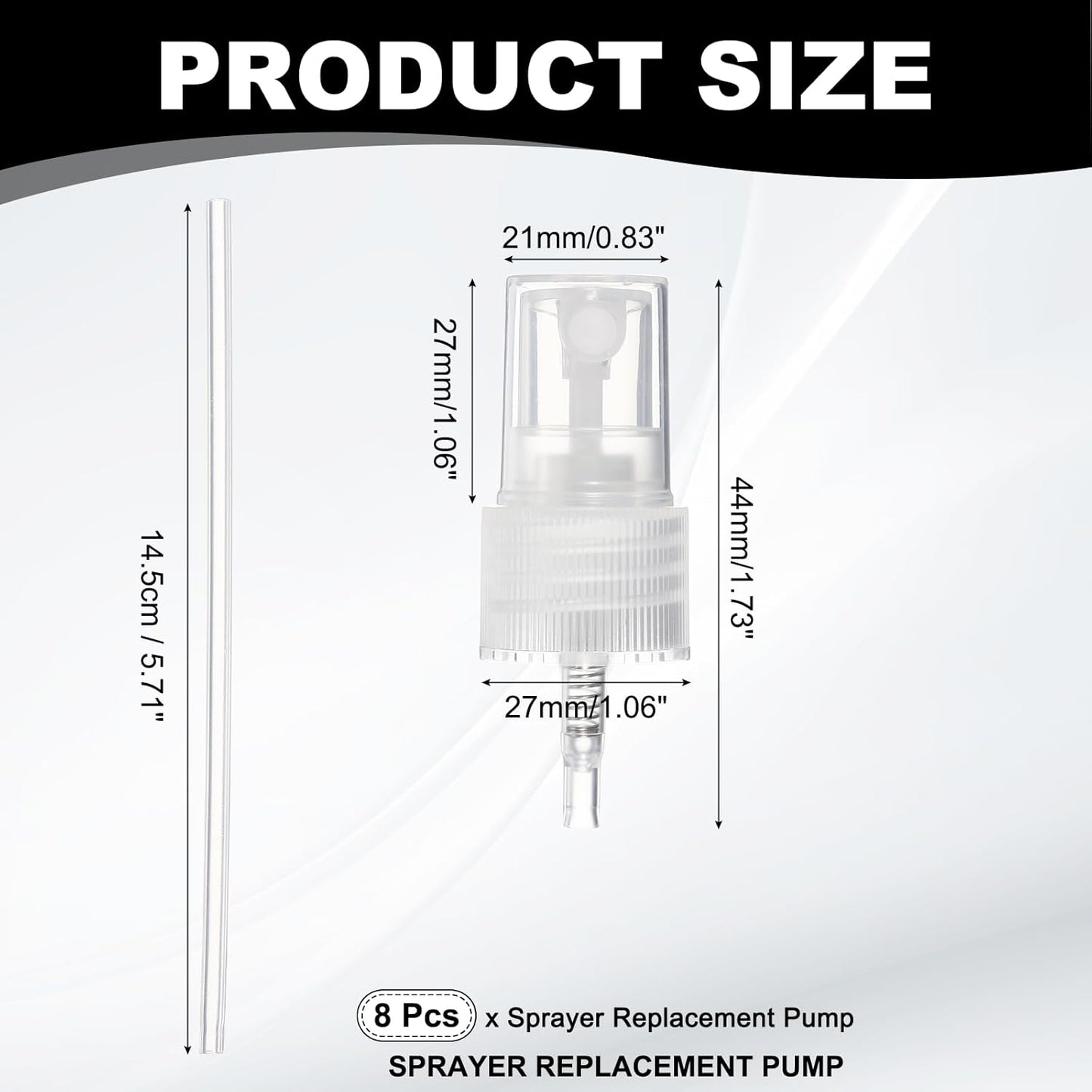 Fine Mist Spray Top, Spray Bottle Top Nozzle Sprayer Reusable Replacement for 24 Caliber Bottles Pump - Fitting For(Essential Oil Bottles/Perfumes/Cleaning Solution) 8 Pcs & Clear