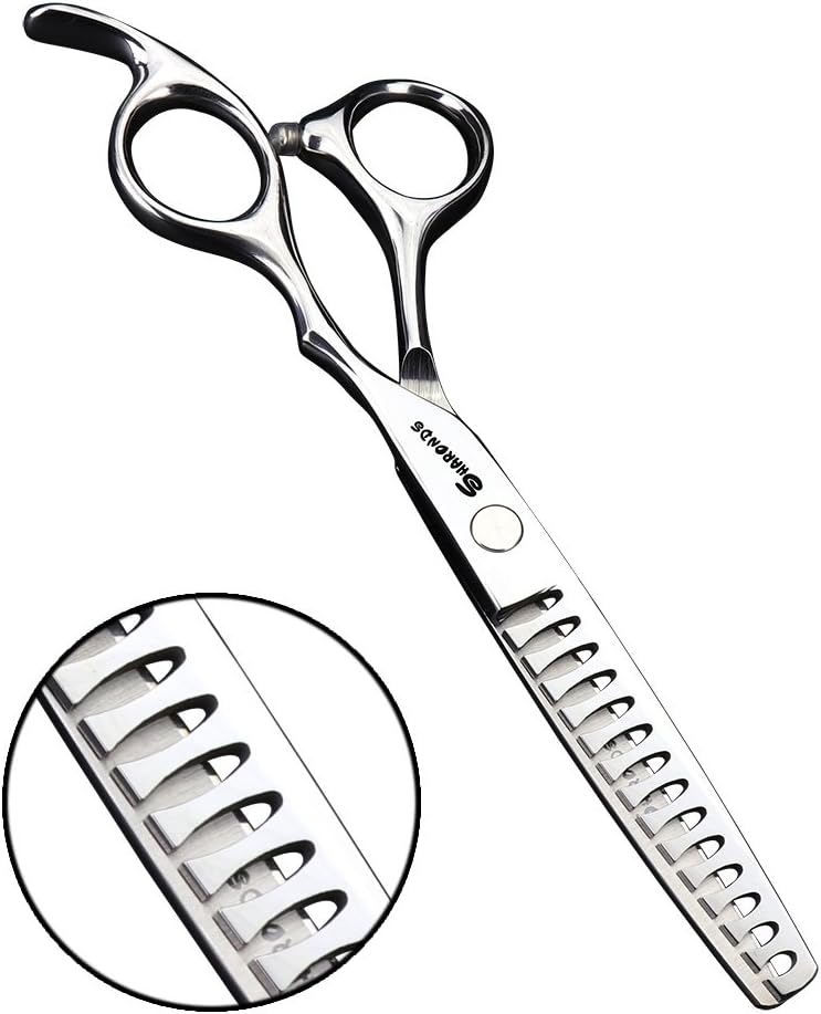 SHARENDS 6/6.5 inch Professional Hair Scissors - Barber Scissors - Stainless Steel - Silver - Modern Style - Right Hand - 6 Inch Teeth-A