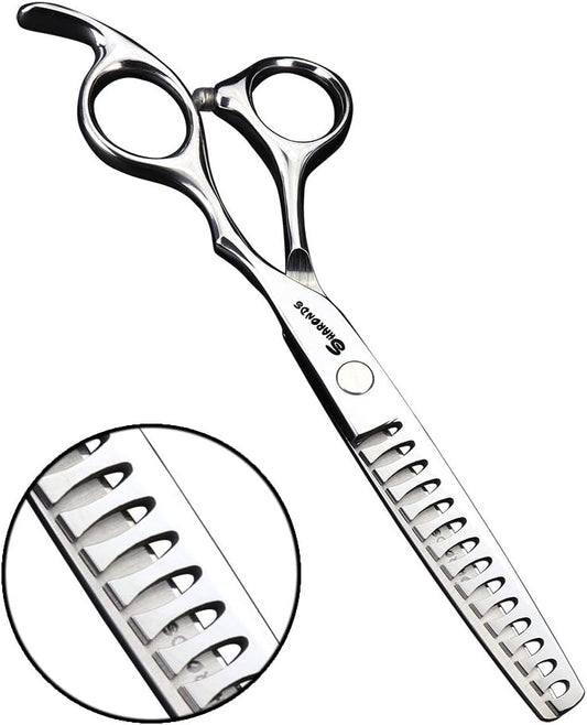 SHARENDS 6/6.5 inch Professional Hair Scissors - Barber Scissors - Stainless Steel - Silver - Modern Style - Right Hand - 6 Inch Teeth-A