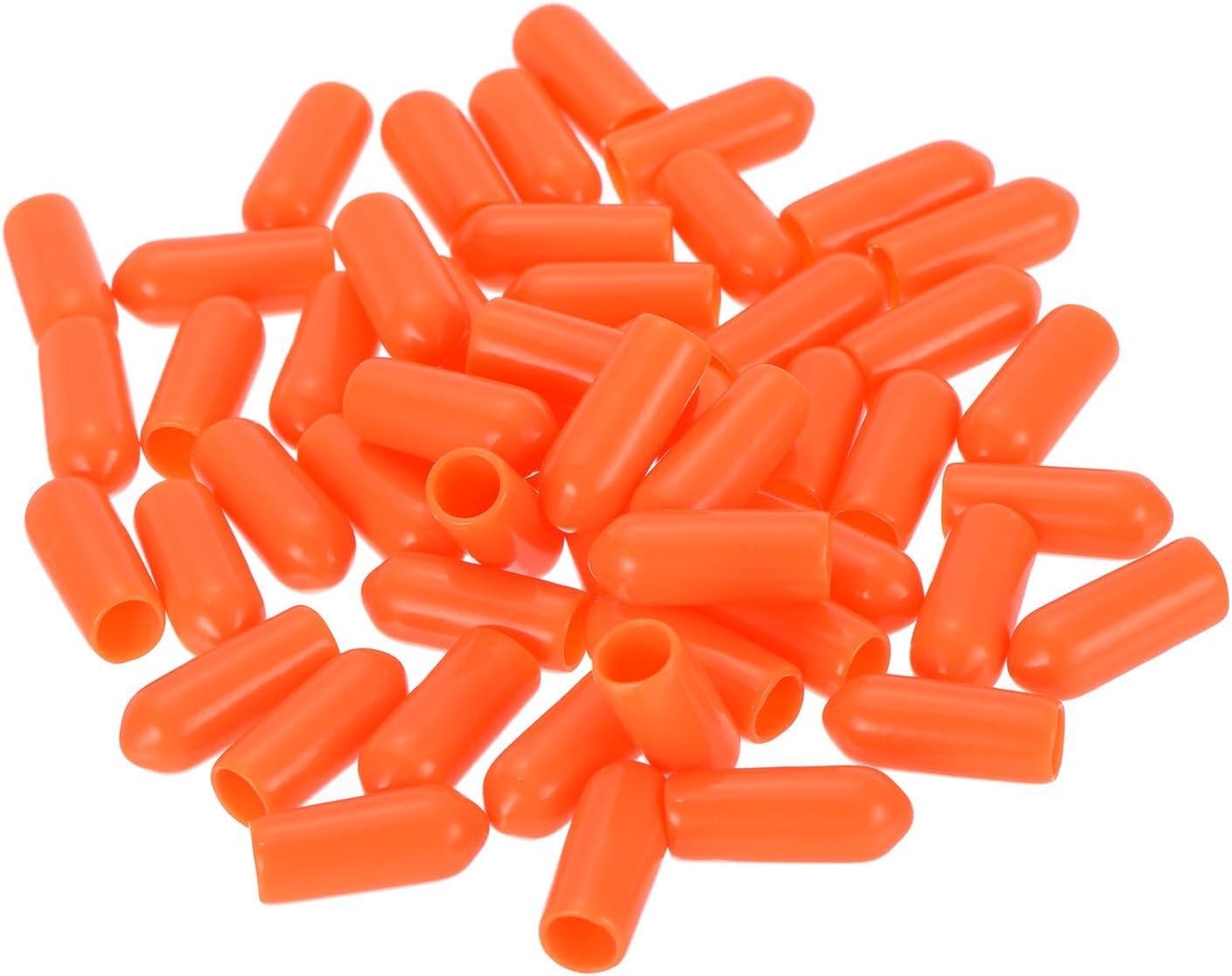 uxcell 50pcs Rubber End Caps 5mm(3/16 inch) ID Vinyl Round Tube Bolt Cap Cover Screw Thread Protectors Orange