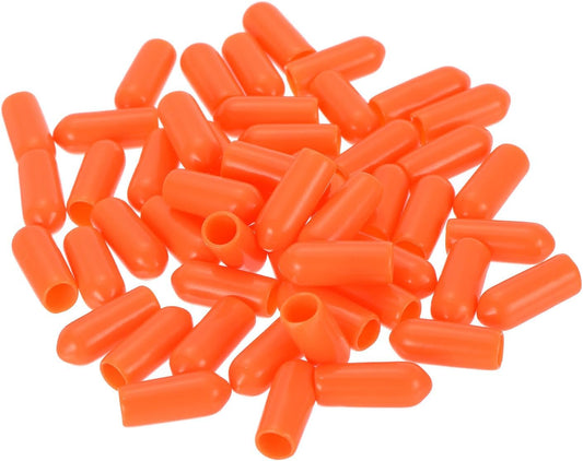 uxcell 50pcs Rubber End Caps 5mm(3/16 inch) ID Vinyl Round Tube Bolt Cap Cover Screw Thread Protectors Orange