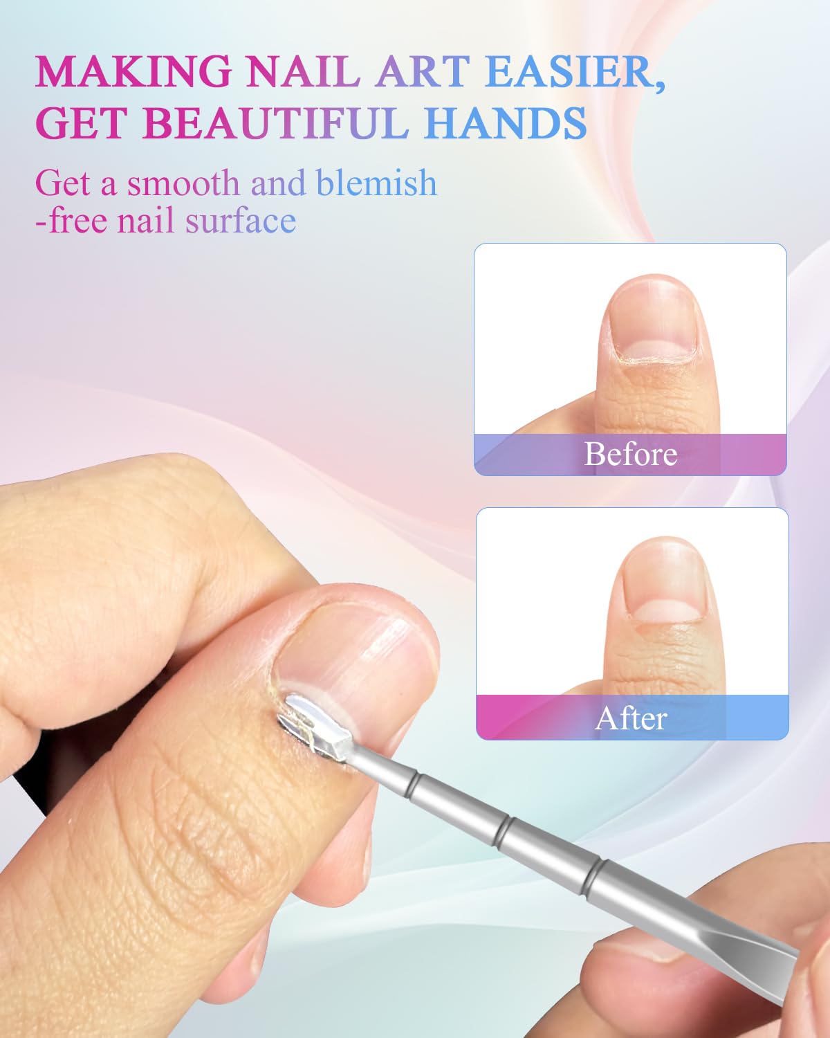 10 Pack Cuticle Pushers with Fork, 2 in 1 Cuticle Nail Pusher Tools with fork, Stainless Steel Cuticle Remover Tool for At-Home & Travel Manicures Pedicures - Silver