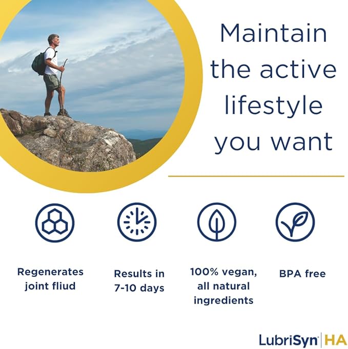 LubriSynHA Joint Supplement, Grape Flavor, 11.5oz – All-Natural, High-Molecular Weight Hyaluronic Acid - Joint Support for Women & Men – Promotes Healthy Joint Function, Made in USA, 100% Vegan