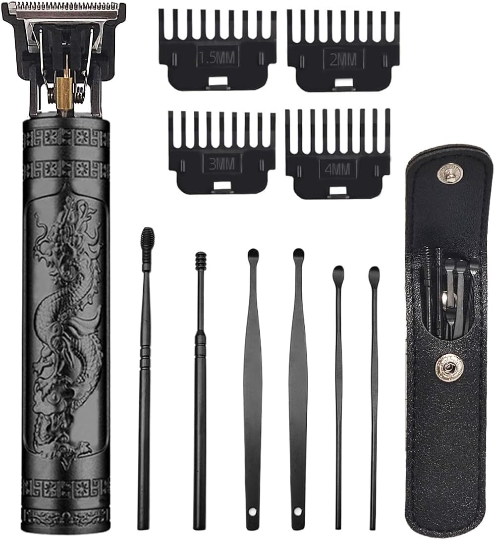 Hair Clippers for Men, Cordless Hair Clippers, Travel Small Hair Clippers 5.7" Hair Trimmer Classical Sculpting Styling Rechargeable Hair Remover with 6 Pieces Earpick (Black)