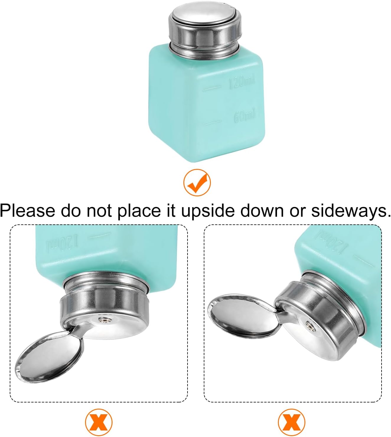 HARFINGTON 4PCS 120ML(4oz) Push Down Alcohol Dispenser Pump Liquid Press Empty Bottles Refillable Container for Cleanser Nail Polish Remover, Green