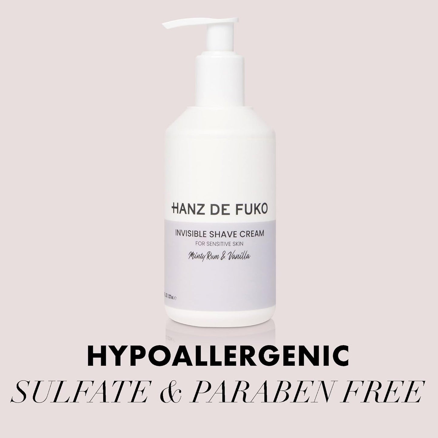 Hanz de Fuko Invisible Shave Cream for Men & Women – Premium Shaving Cream, Great for Sensitive Skin – Hypoallergenic Formula with Aloe Vera, Shea Butter, Acai – Sulfate and Paraben Free – 8 oz.