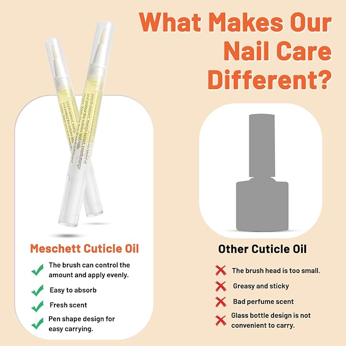 Meschett 2PCS Cuticle Oil Pens for Nail Care,Cuticle Revitalizer Oil Pen with Soft Brush,Cuticle Oil to Prevent Nail Cracking and Dry (Pineapple & Lemon Flavor)