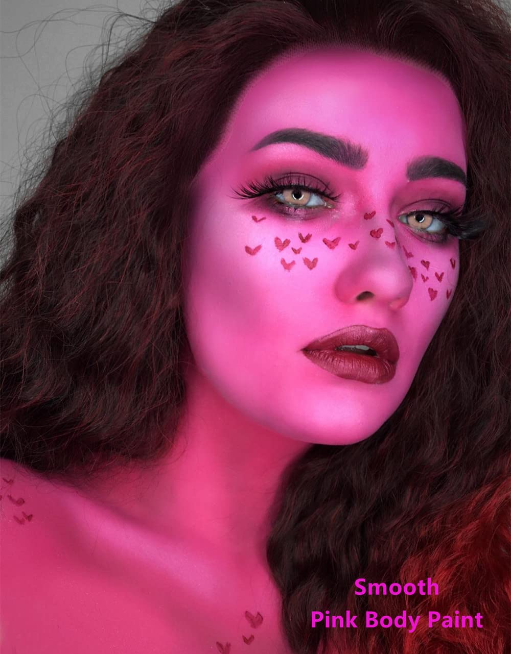 Go Ho Hot Pink Face Paint Stick(0.85oz),Water Based Cream Pink Body Paint Washable,Liquid Concealer,Covers Oil-Free,Halloween Cosplay SFX Foundation Makeup