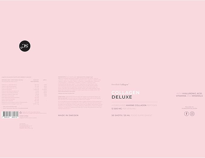 Collagen Deluxe 30 Shots x 2 I 8 Week Bundle I 12500 mg Marine Collagen (Type I & III) I Hyaluronic Acid, Biotin, Vitamin C I Sugar-Free - 8 Week Supply