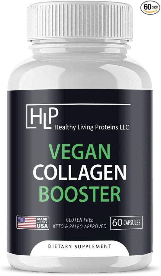 Healthy Living Proteins | Vegan Collagen Booster | Helps Support & Boost Collagen in Your System for Healthy Hair, Skin, Nails | Vegan, Vegetarian, Keto, Paleo, Gluten Free | Capsules (60 Count)