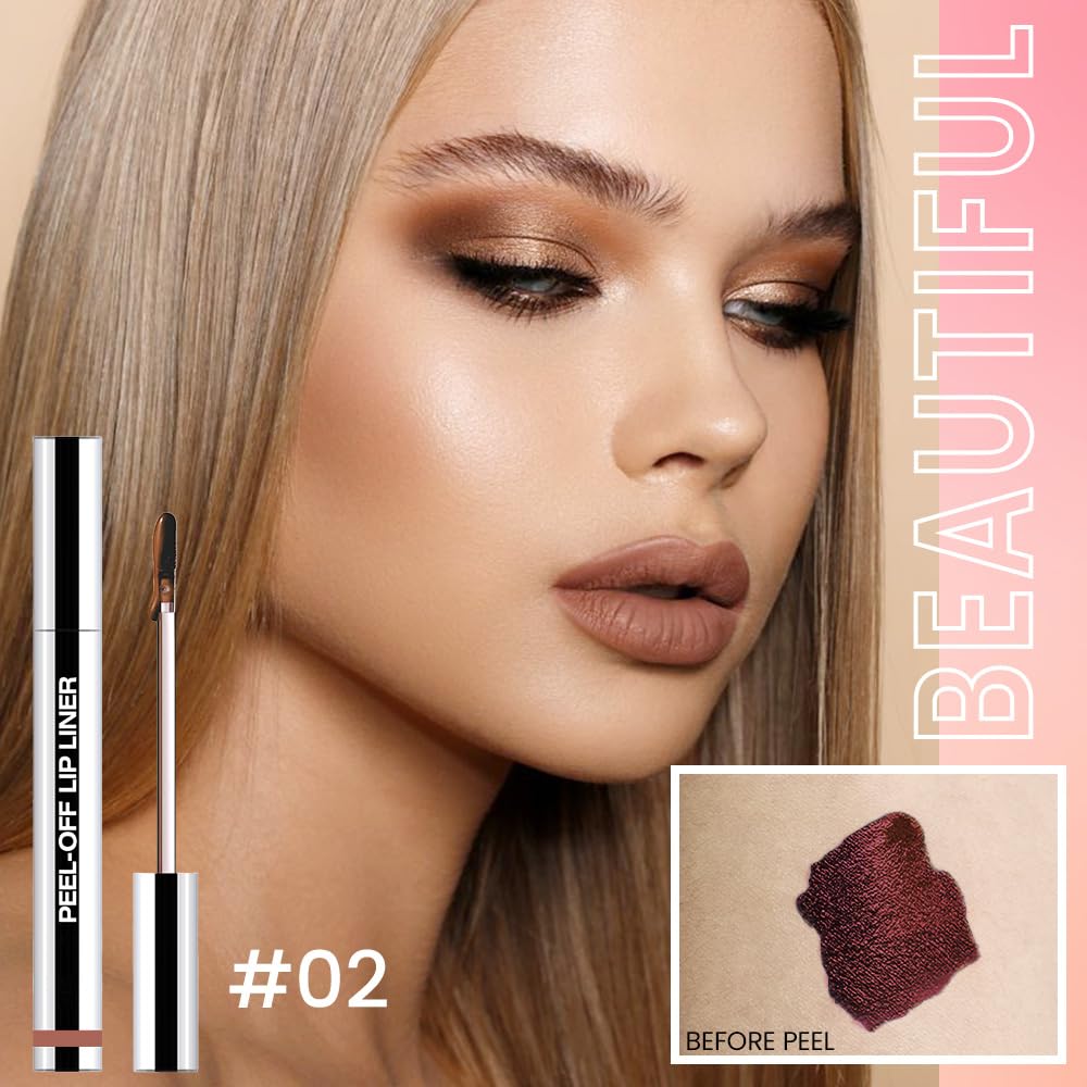3 Pcs Matte Liquid Lip Stain Peel Off Lip Liner, Long Lasting Lip Tattoo, Waterproof & Transfer-Proof Lip Liner Peel Off Lip Gloss for All Skin Types. #02+#03#06