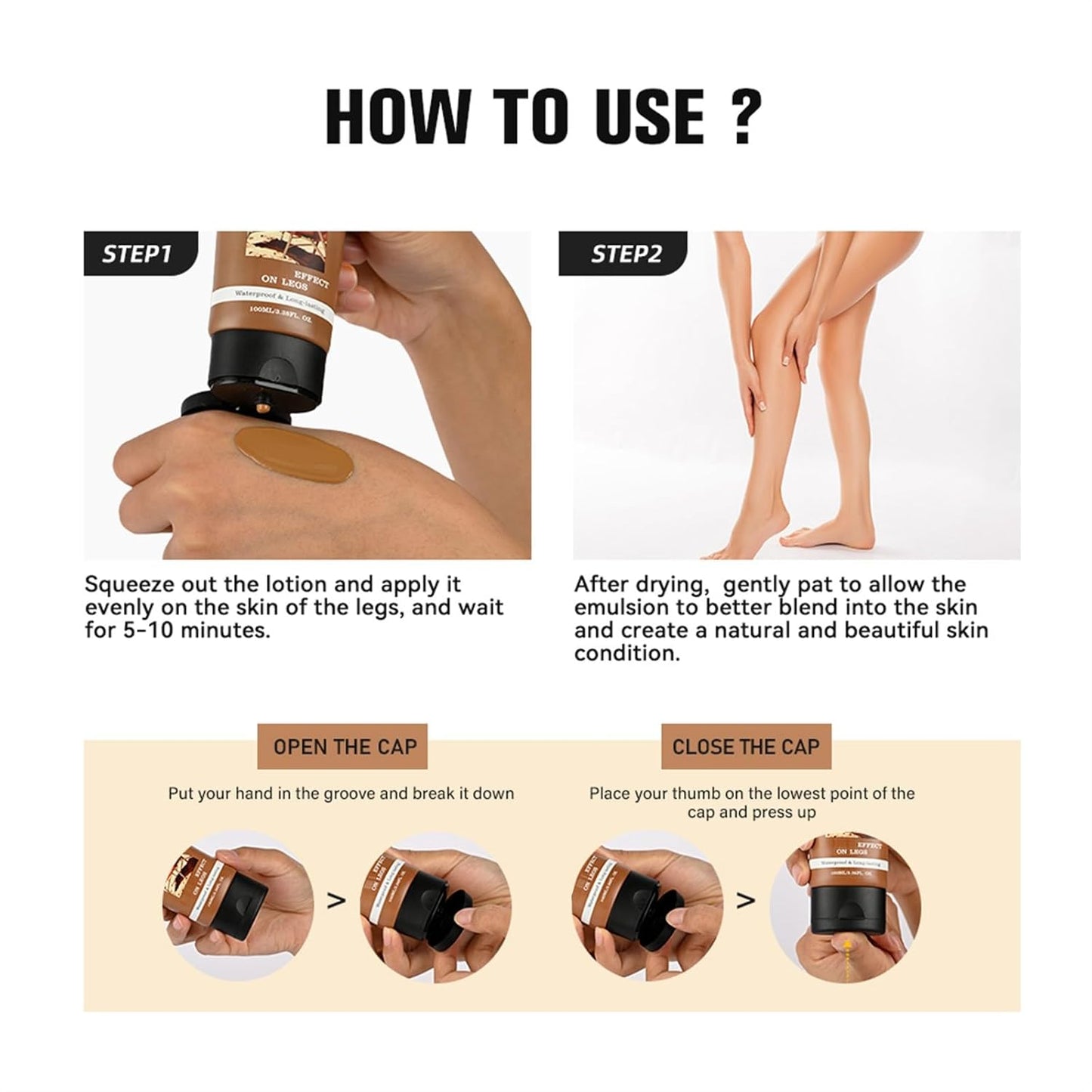 Legs Makeup Waterproof with Brush - No Transfer Body Concealer for Varicose Veins Appearance, Tattoo & Scar Cover Up for All Skin Tones, Waterproof (Bronze)