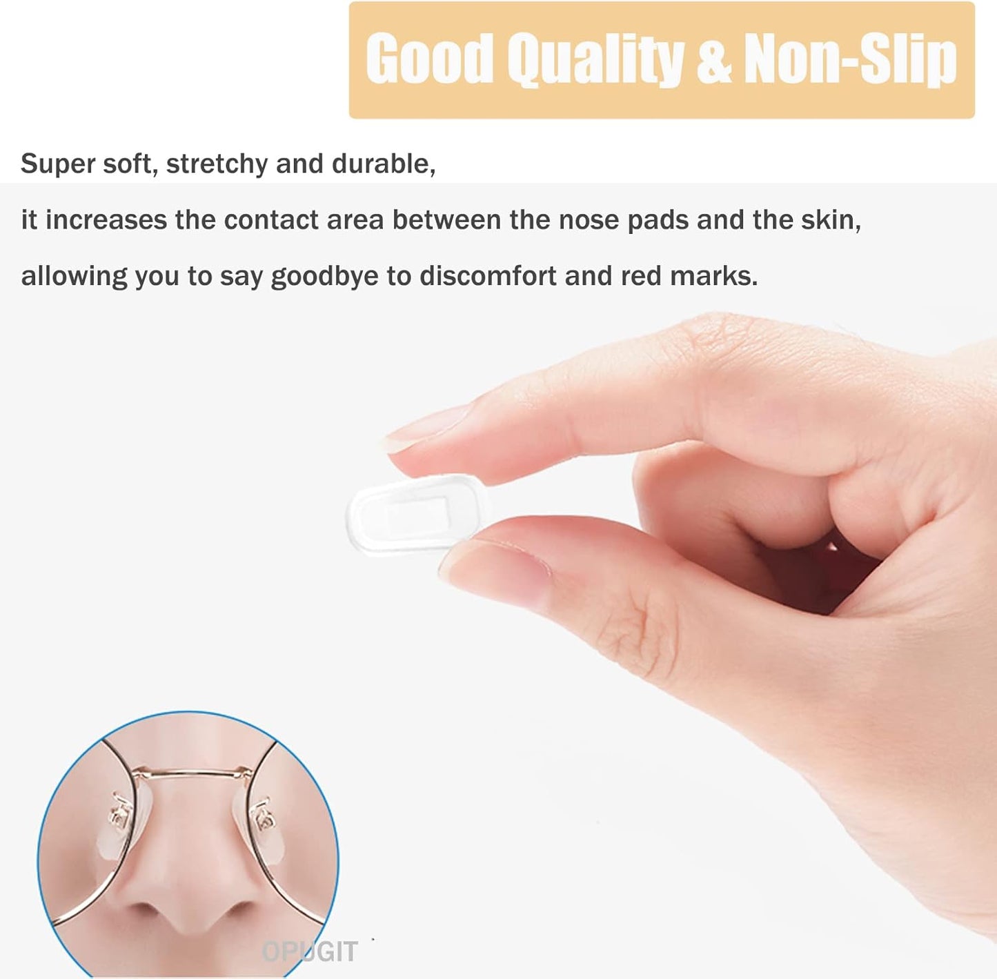 OPUGIT Eyeglass Nose Pad Covers, Slip-on Silicone Nose Pad for Glasses, Soft Eyeglass Repair Kit with Nose Piece Pads, Anti-Slip Eyewear Protective Covers Nose Bridge Pads(White,5 Pairs)