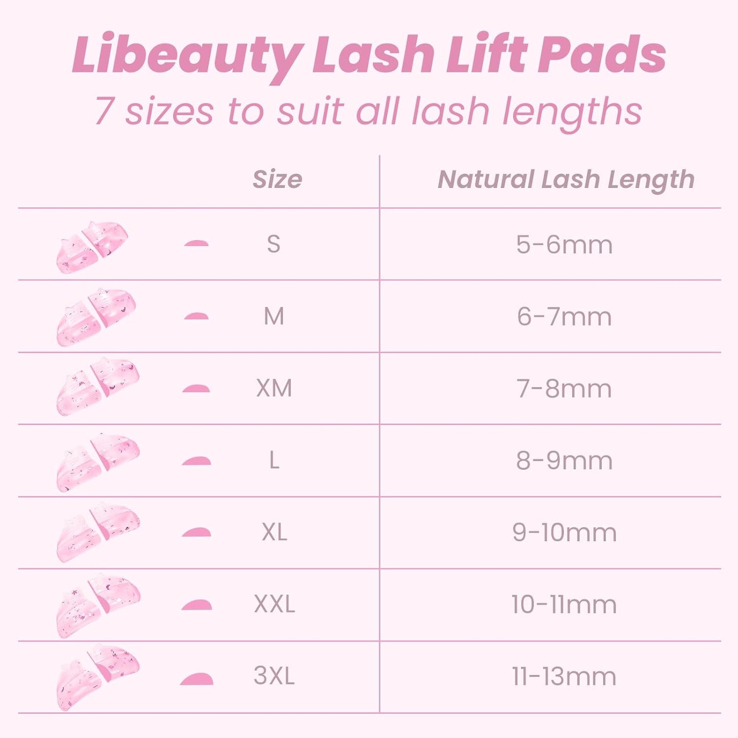 Libeauty Premium Lash Lift Rods, Eyelash Lift Shields 7 Sizes, Reusable Silicone Pads for Eyelash Curling & Lifting, C-Curl Pink Cat Shape