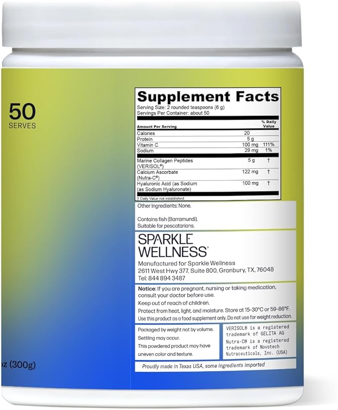 Marine Skin Boost Plus (No Flavor) [50-Serves] | Collagen Powder Supplement with Marine-derived VERISOL Bioactive Hydrolyzed Collagen Peptides, Vitamin C & Hyaluronic Acid