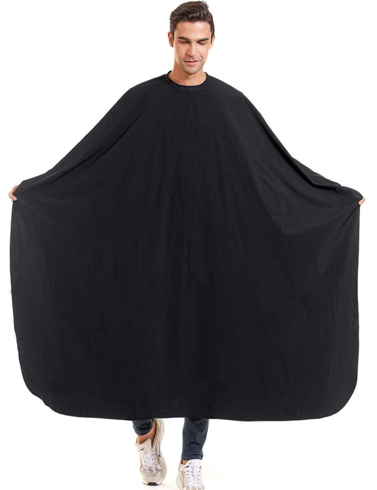 Nylon Barber Cape 64"x56" Waterproof Salon Large Hair Cutting Cape Haircut for Men with Adjustable Snap Closure Color Capes Professional Stylist Hairdresser Apron Adults Unisex Black