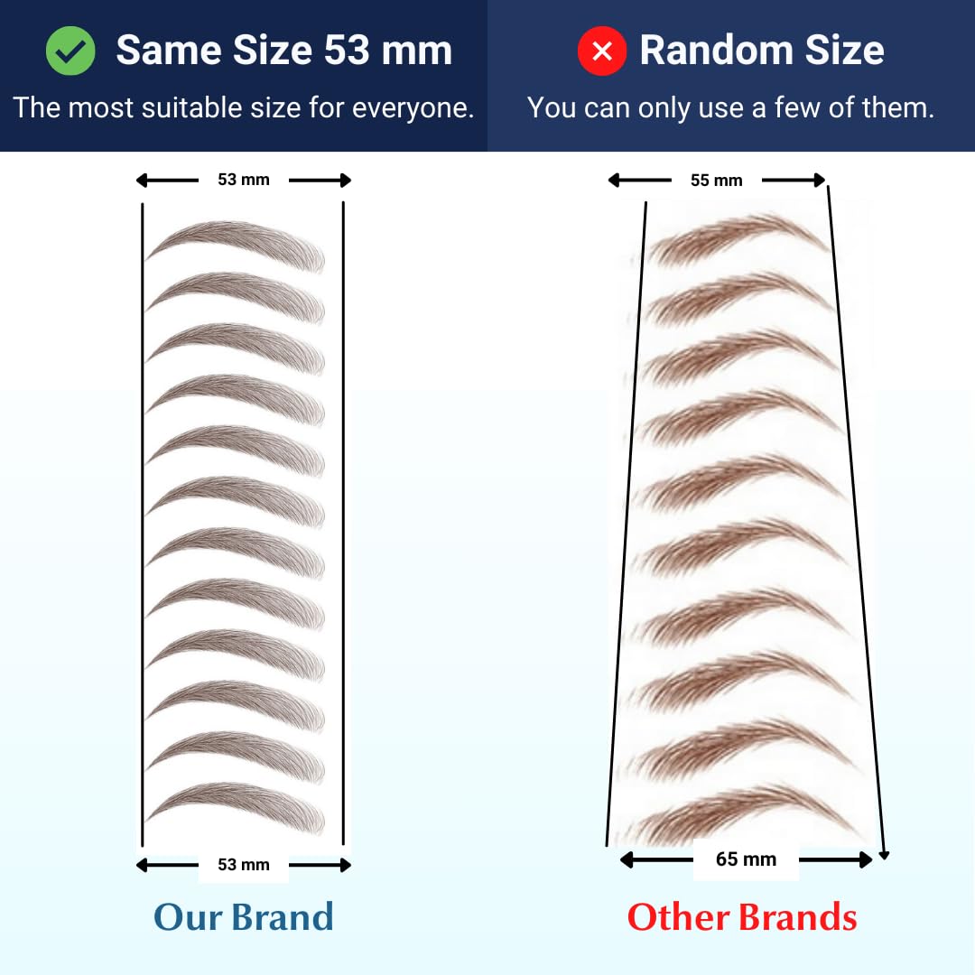 Bliss and Beyond USA, 2 Sheets Waterproof Eyebrow Tattoo Stickers, Long Lasting, Natural Looking Fake Eyebrows for Alopecia, Chemo, Cancer Gift. Same Size (Dramatic Miami, Brown)