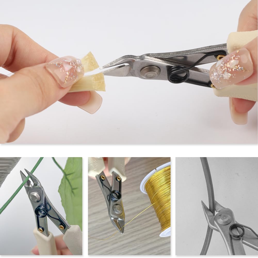 Hair Extension Pliers with Silicone Handle Anti-slip Keratin Bond Cutters for Pre-bonded Extensions K-Tip Extensions Electrical Wire Cable Cutters Wire Flush Cutters Wire Clippers Nippers