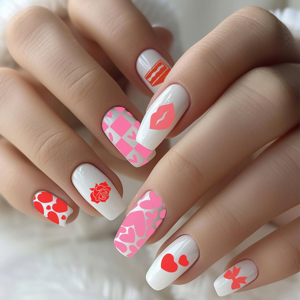 benikmake 3pcs Valentine's Day Nail Plate Stamping Heart Cherry Flower Nail Printing Stainless Stencil for Holiday Decor Manicure Salon 6x12cm 2.36x4.7inch