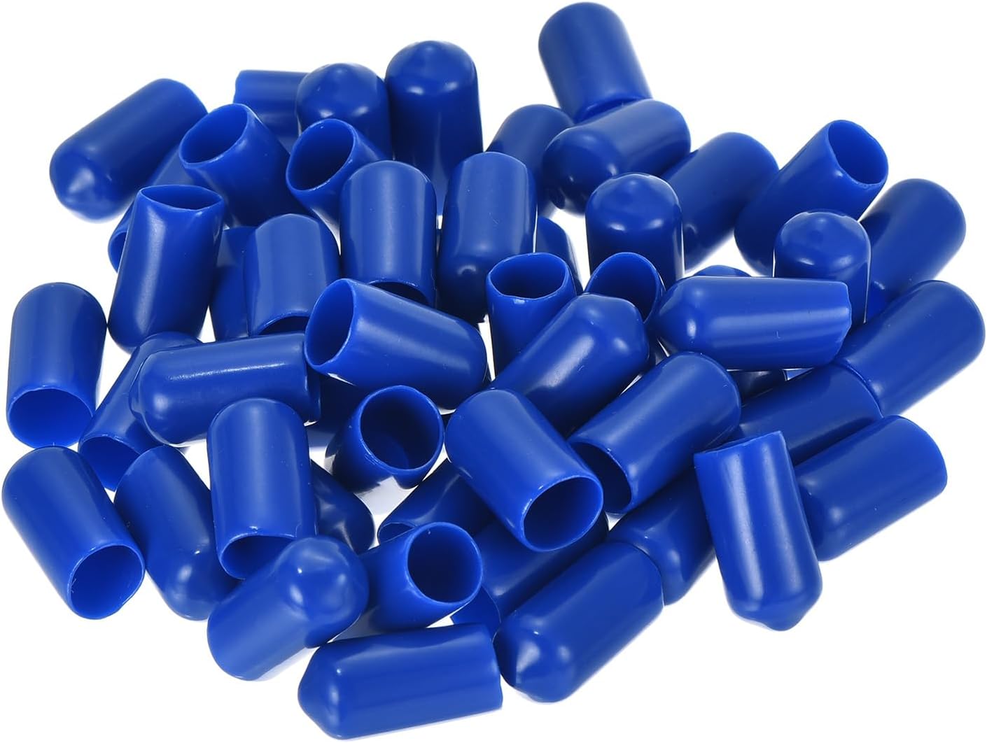 uxcell 50pcs Rubber End Caps 8mm(5/16 inch) ID Vinyl Round Tube Bolt Cap Cover Screw Thread Protectors Blue