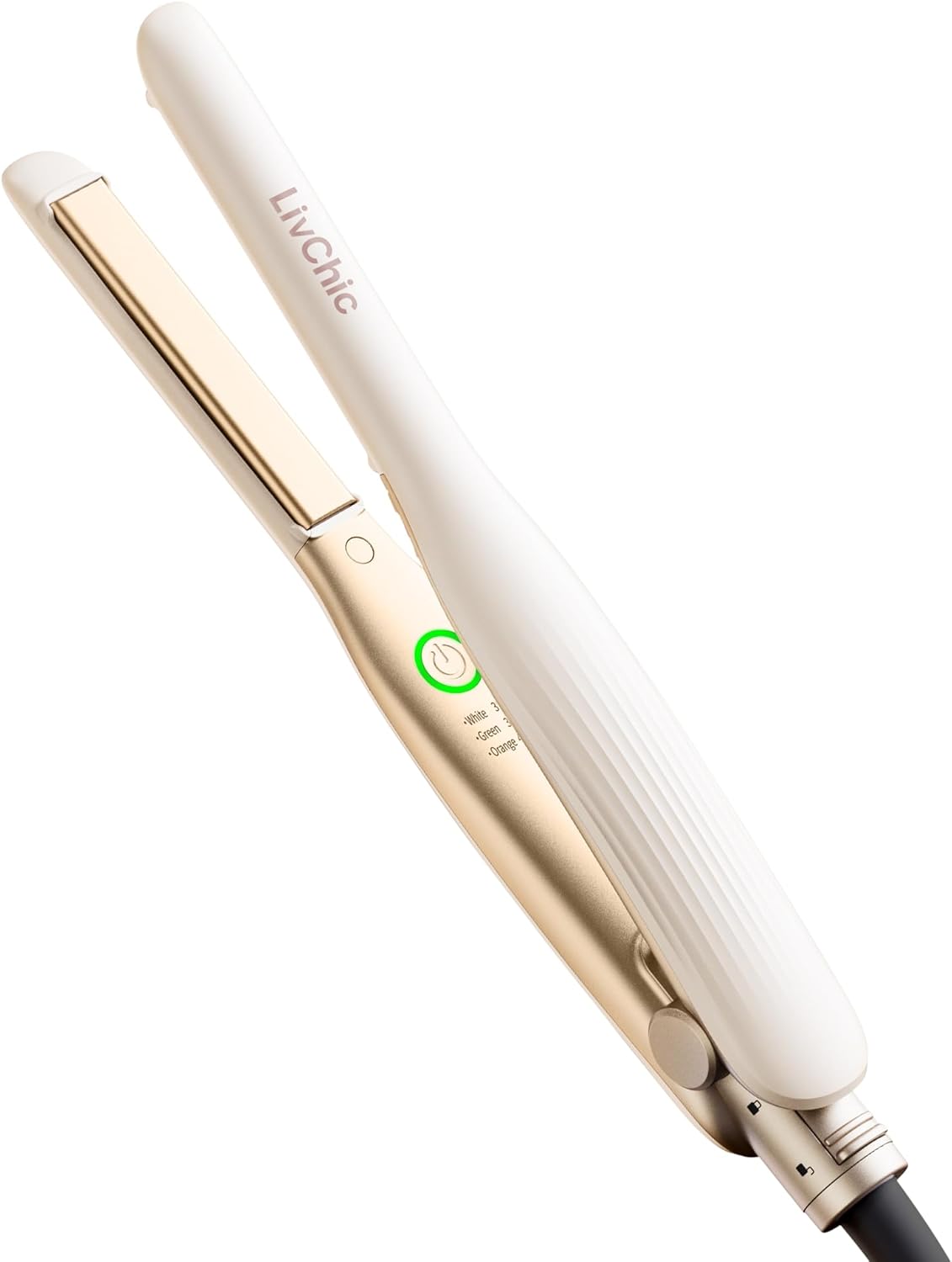 Small Flat Iron 1/2 inch Pencil Flat Iron for Edge, Short Hair, Pixie Cut and Bangs, French bob Iron for Edges with Anti-Pinch Design,with Anion Function-Dual Voltage for Travel (White)