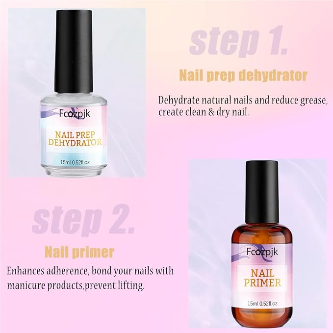 Nail Dehydrator and Nail Primer with Cuticle Oil Set, Air Dry Bonding Primer for Acrylic Nails No Lift, Acid-free Prep Dehydrator, Natural Cuticle Oil for Nails, Manicure Accessories