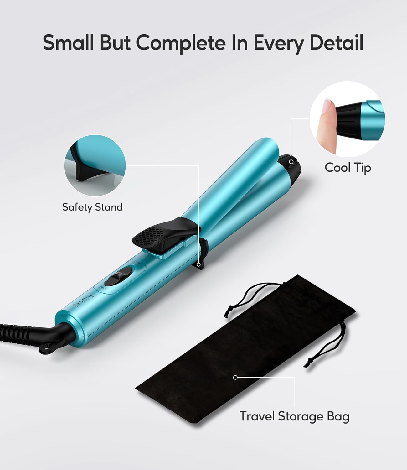 FARERY Travel Size Mini Curling Iron, Dual Voltage 1 Inch Ceramic Mini Hair Curler, Travel Curling Iron for Short Hair Infused with Keratin & Argan Oil, with Storage Bag