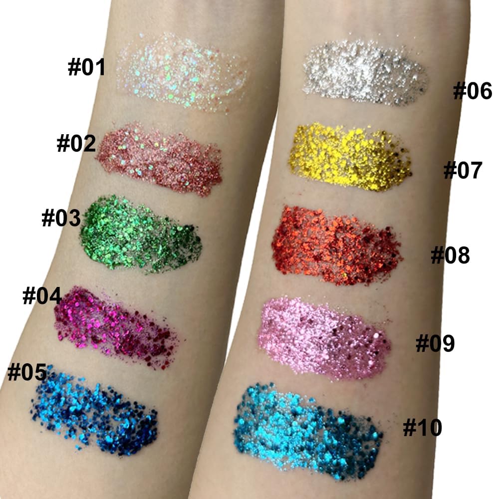 Mysense Royal Blue Body Glitter Gel, Singer Concerts Face Hair Glitter Makeup, Music Festival Rave Accessories, Chunky Glitter Mermaid Sequins, Sparkling Face Paint for Women Girls, 30g