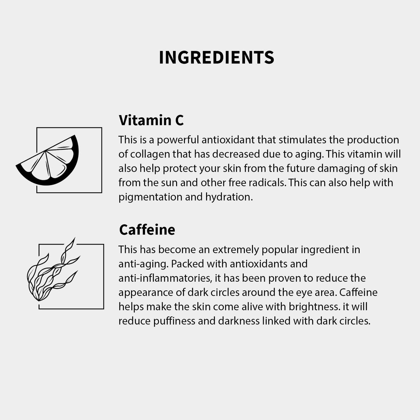 Gle Vitamin C Eye Serum for Dark Circles, Eye Wrinkles and Redness | Dark Circle Under Eye Puffy Eyes Treatment | Caffeine, Vitamin C Hyaluronic Acid | Hydrating & Brightening Scent-Free Travel Size