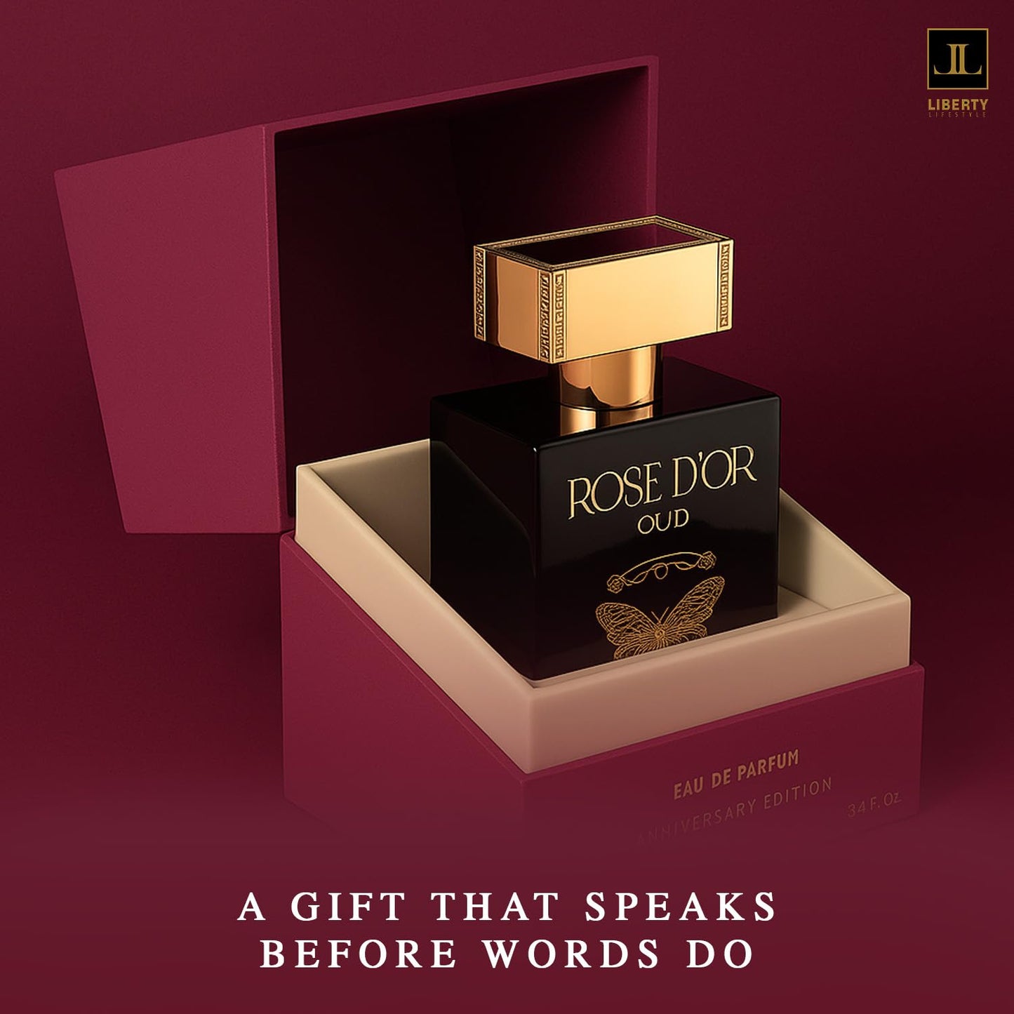 Liberty Oud Eau de Parfum for Men, 3.4 Oz,Rose Dyor Anniversary Edition, Luxury Woody Oud Perfume with Premium Scent for All-Day Freshness, Perfume for men, arabian,perfumes arabes para hombres