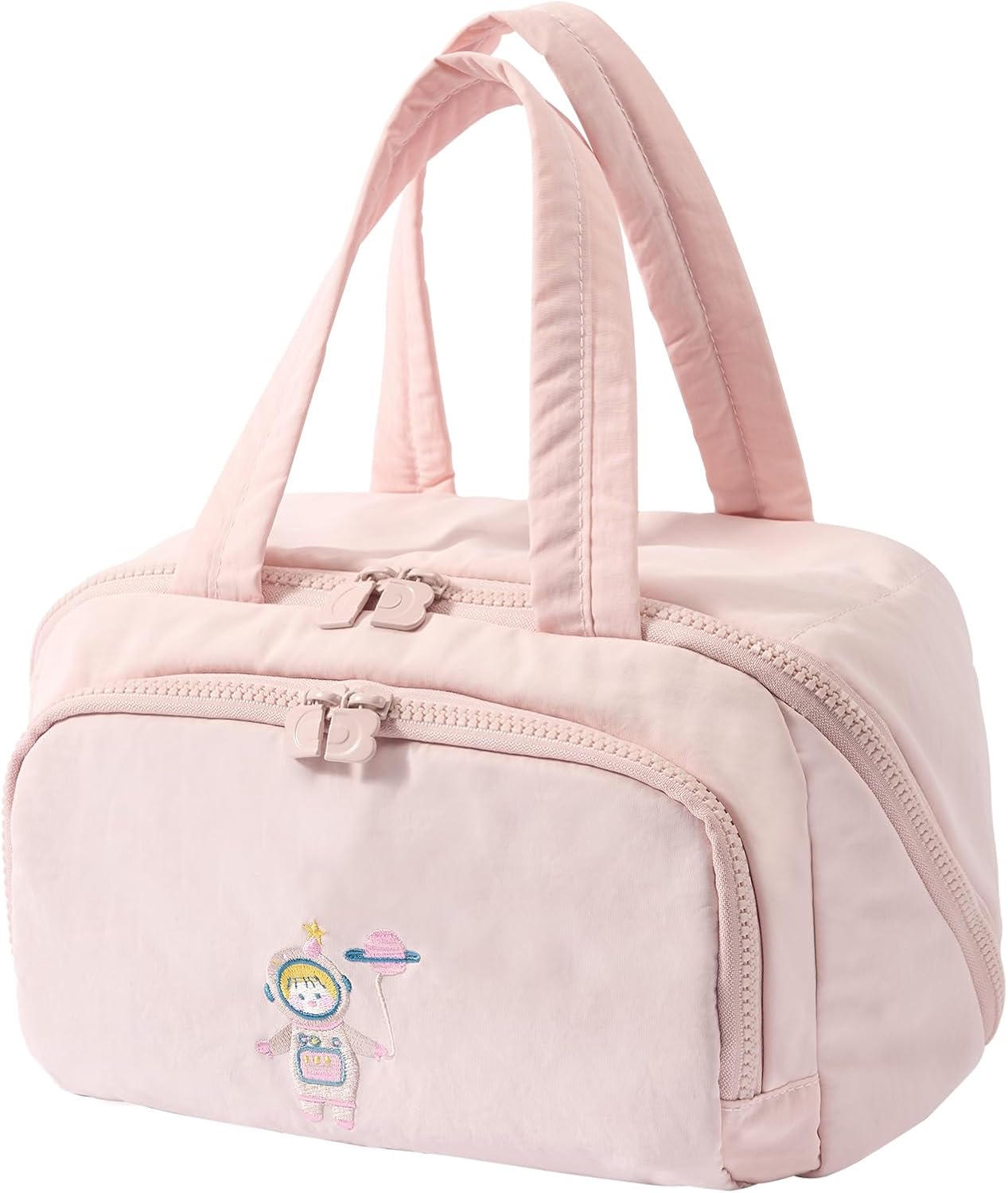 Makeup bag, Large Capacity Cosmetic Bag for Women, Portable Wide-open Toiletry Bag, Travel Makeup Bag with TPU Compartments for Accessories, Essentials, Toiletries, Makeup Brush Bag, Pink