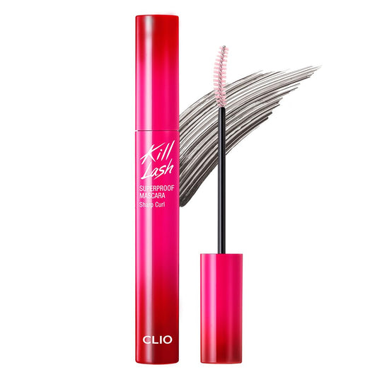 CLIO Kill Lash Superproof Mascara, Waterproof Mascara Black, Lifting Defined Natural Eyelash, Volumizing, Long-Lasting, Clump & Smudge-Free, for Sensitive Eyes, Korean Makeup Beauty (010 Sharp Curl)