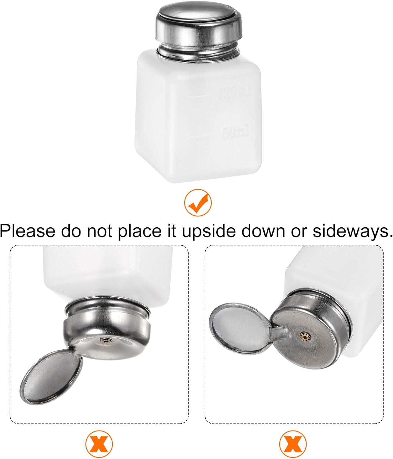 HARFINGTON 4PCS 120ML(4oz) Push Down Alcohol Dispenser Pump Liquid Press Empty Bottles Refillable Container for Acetone Cleanser Nail Polish Remover, White