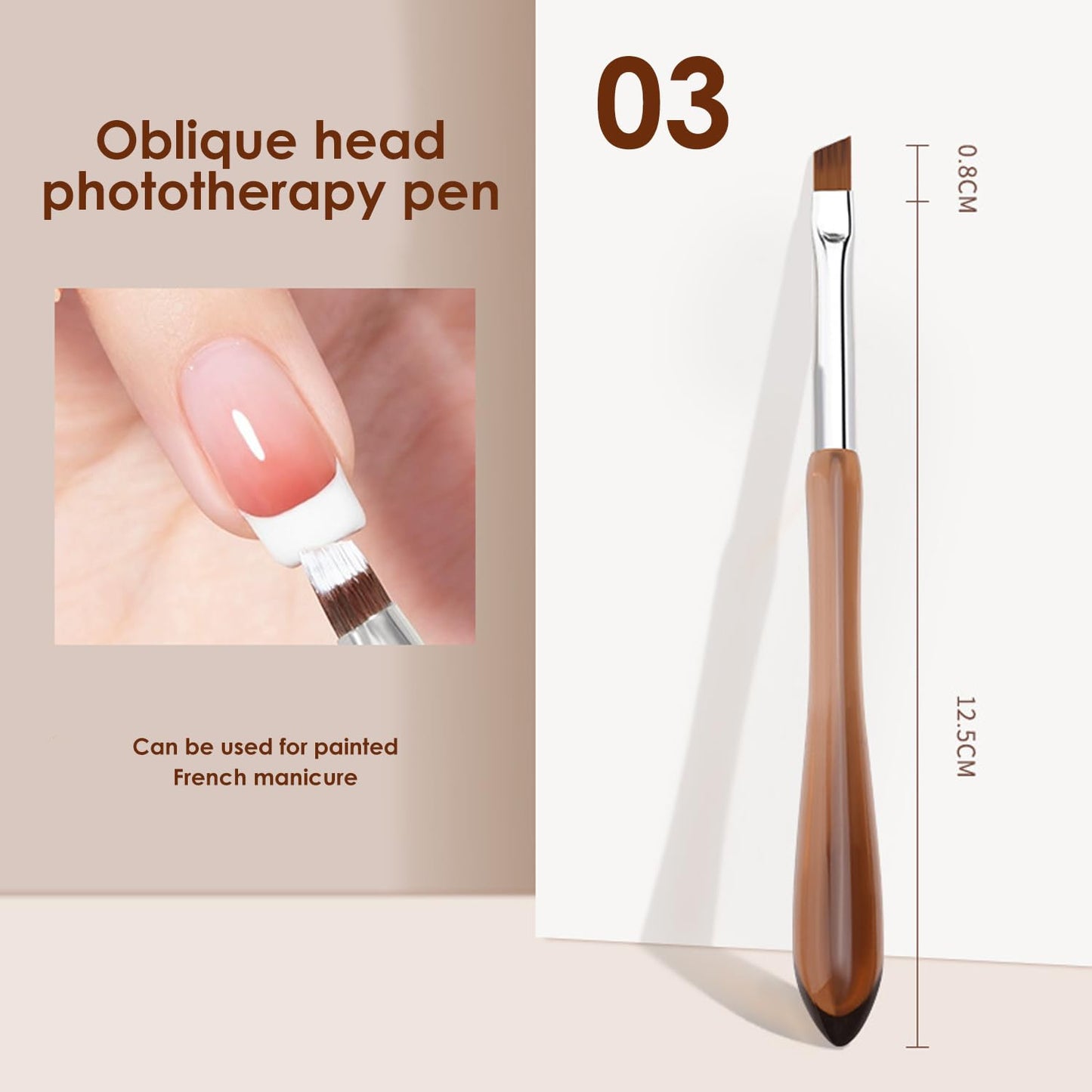 Oblique Head Nail Art Brush for French Tips & Creative Nail Designs, 03