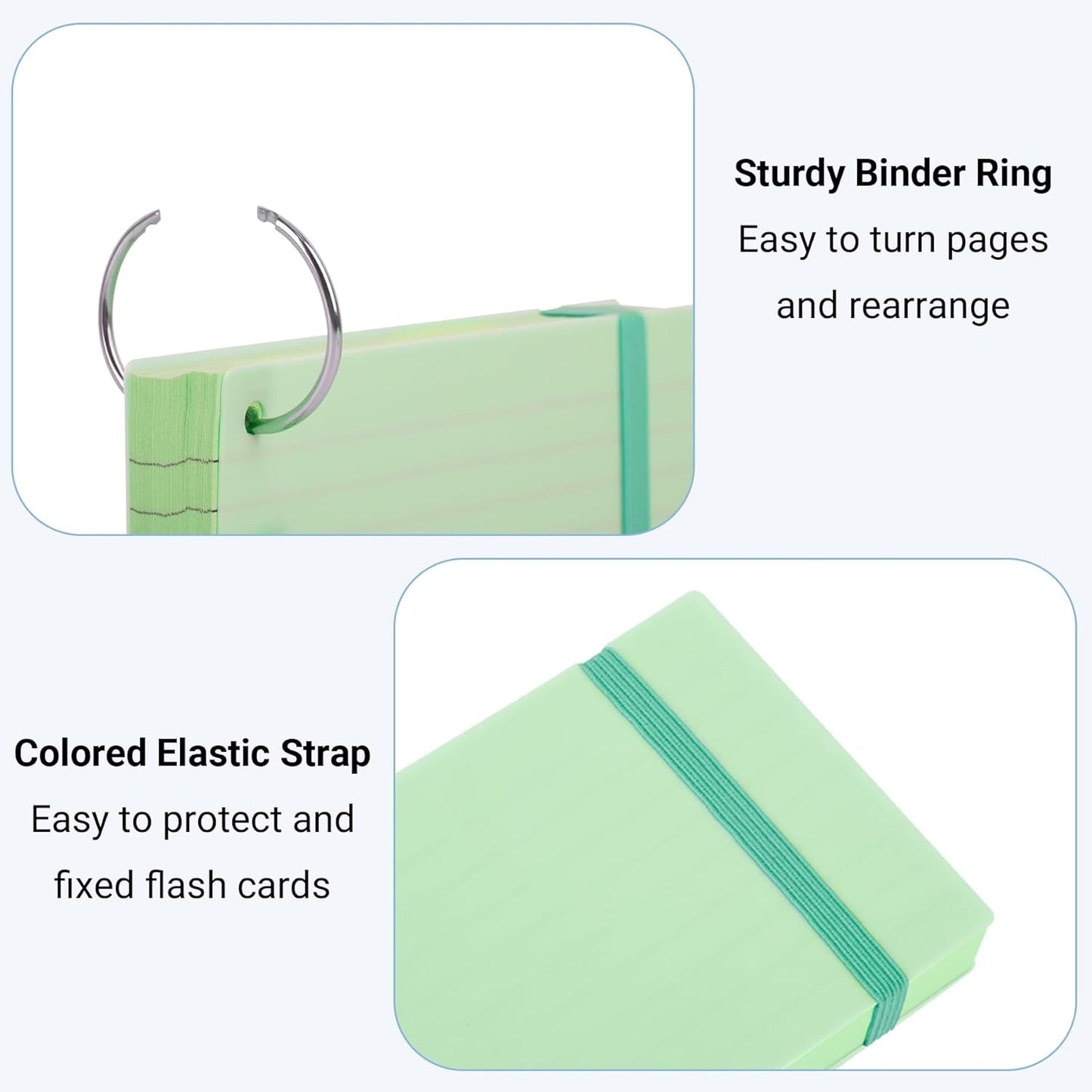 HAUTOCO Colored Index Cards 3x5 Inch 400 PCS Flash Cards with Ring Ruled Notecards with Waterproof Covers Flashcards for Studying Learning School College, 4 Colors