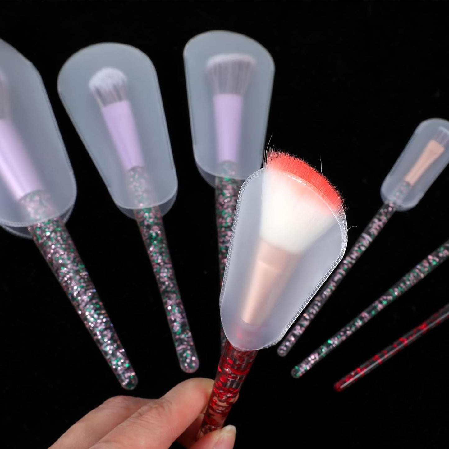 20 PCS Makeup Brush Covers, 5 Sizes Clear Plastic Protective Sleeves, Dustproof & Waterproof Cosmetic Brush Guards for Travel Storage Organizer