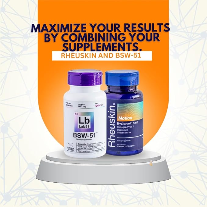 BSW-51 Hyaluronic Acid Supplement – Boswellia Serrata AprèsFlex®, Hyaluronic Acid & Piperine – 30 Caplets, 860mg – Joint Comfort, Mobility & Stronger Cartilage Support