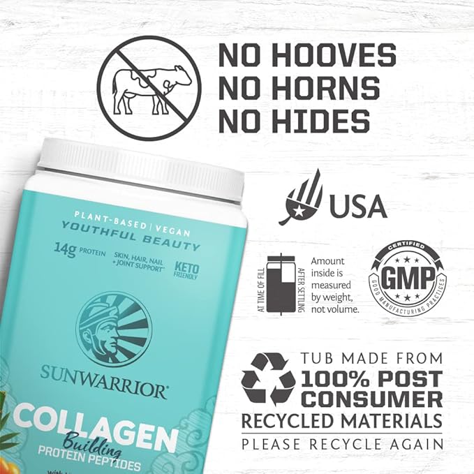 Sunwarrior Vegan Collagen Building Powder Vanilla Flavored 40 Servings & Creatine Monohydrate Powder for Women Berry Lemonade Flavored 50 Servings