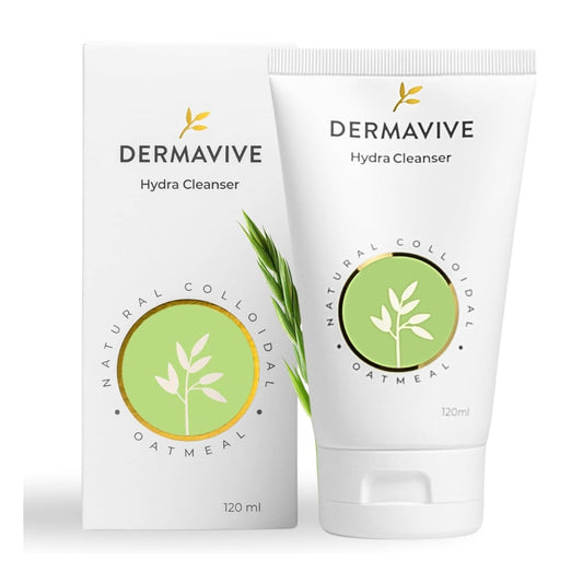 Dermavive Hydrating Facial Cleanser, Soap-Free Gentle Cleanser with Colloidal Oatmeal & Vitamin E, Soothes & Moisturizes Sensitive & Dry Skin, Suitable for All Skin Types, 120ml (4.05oz)