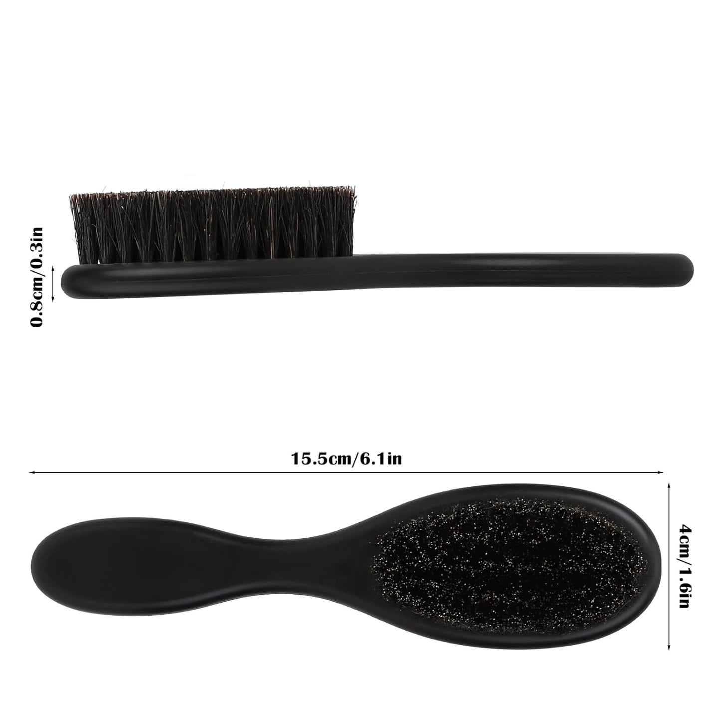 2 Pcs Hair Brush, Barber Brush, Slick Back Brushes Beard Fade Styling Comb Kit with Soft Bristles, Neck Duster Cleaning Brushes for Men, Cutting Shaving Accessories Grooming Tools with Handle (Black)