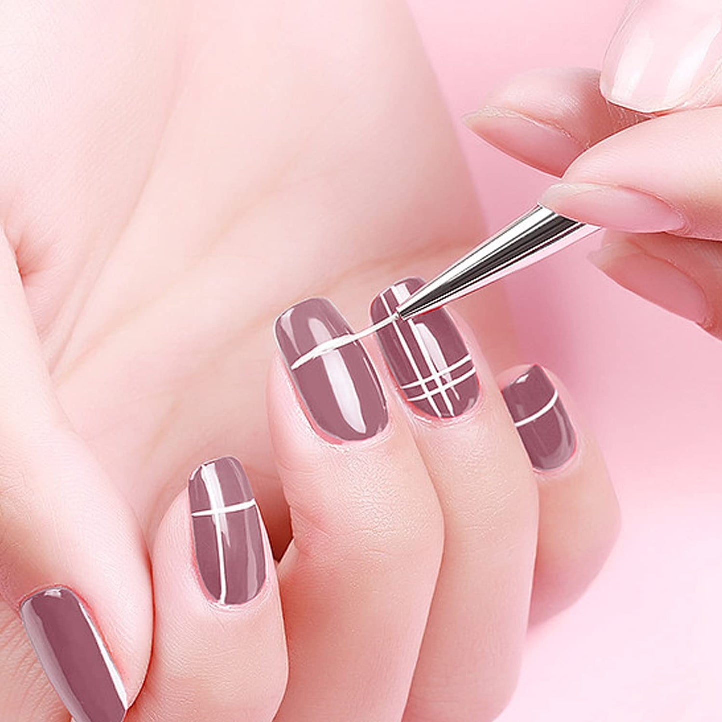 Yasterd Nail Art Brushes, 5pcs Long Nail Art Line Brushes for Details, Fine Designs, Thin Nail Design Brush Set Gel Polish Painting Pens Nail Brushes for Nail Art Sizes 7/9/14/20/25mm