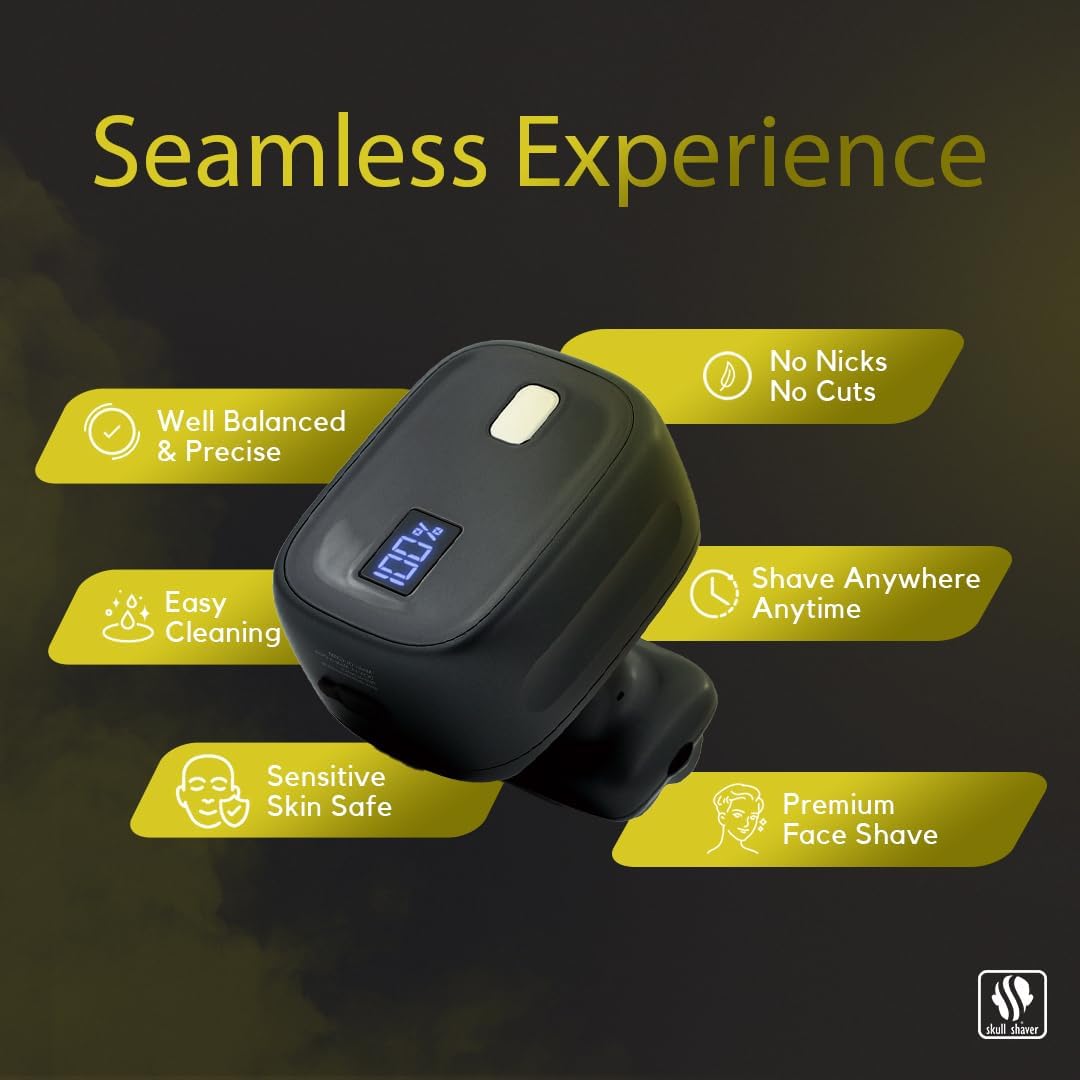 Skull Shaver One Lion Gold PRO Face Shaver for Men - Electric Shaver with Stepped Twin Foil