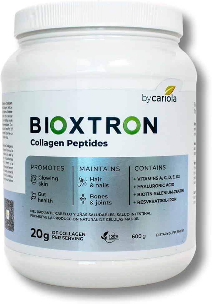 Bioxtron Collagen Peptides Powder - Skin Support, Hair & Nails Support - Stem Cell Renewal Bones & Joinst Support - Type I Collagen - AFA Hyaluronic Acid - 21 Oz